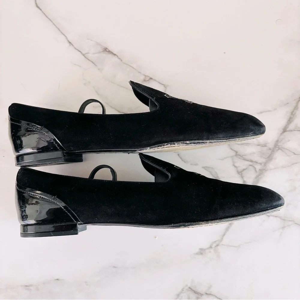 Louis Vuitton LV Monogram Women’s Suede Black Embroidered Loafers Size 40.5 10.5 - Picture 3 of 13